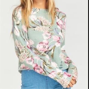 Show Me Your Mumu Cropped Varsity Sweater - in Primavera Floral Knit